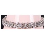 STERLING SILVER WHITE TOPAZ FLOWER MOTIF BRACELET