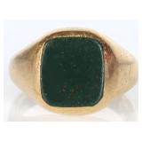 VINTAGE MENS 18K GOLD BLOODSTONE SIGNET RING