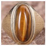 8K YELLOW GOLD LADIES RING W/ GERMAN TIGERS EYE