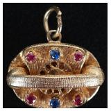 10K GOLD LADIES ROTARY PHONE SPINEL PENDANT