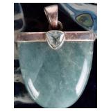 STERLING SILVER LADIES PENDANT W TOPAZ & BLUE JADE