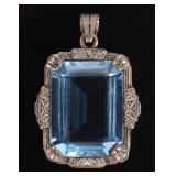VINTAGE NATURAL EMERALD CUT TOPAZ PENDANT