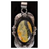 STERLING SILVER LADIES PENDANT W/ BUMBLEBEE JASPER