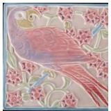 ROOKWOOD #3077 GLAZED PARROT POTTERY TRIVET TILE
