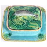 VINTAGE MAJOLICA SARDINE BOX GEORGE JONES & SONS