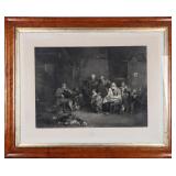 DAVID WILKIE 'BLIND FIDDLER' B&W ENGRAVING FRAMED