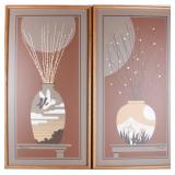 PAIR OF FRANCO FLOWERING VASE OIL ON CANVAS FRAMED