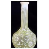 VTG FENTON FROSTED VASELINE GLASS BABER BOTTLE