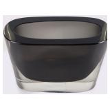 BLACK MID-CENTURY MODERN HEAVY GLASS VASE