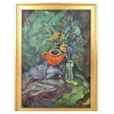 AFTER P. KREMEGNE STILL LIFE OIL ON CANVAS FRAMED