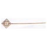 14K YELLOW GOLD LADIES BROOCH W/ DIAMOND