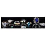 ASSORTED STERLING SILVER GEMSTONE LADIES RINGS(10)