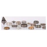 ASSORTED STERLING SILVER LADIES RINGS - (16)