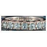 STERLING SILVER LADIES RING W/ SEVEN TOPAZ GEMS