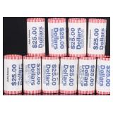 TEN ASSORTED U.S. PRESIDENTIAL $1 COIN ROLLS OF 25