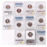 ASSORTED PCGS/NGC PF U.S. QUARTERS - (11)