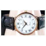 14K YELLOW GOLD VICENCE ITALIAN LEATHER WRISTWATCH