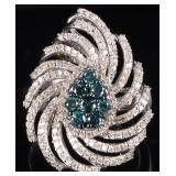 STERLING SILVER BLUE & WHITE DIAMOND LADIES RING