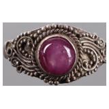 STERLING SILVER LADIES RING W/ RUTILATED RUBY GEM