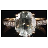 2.0CT AQUAMARINE 10K YELLOW GOLD LADIES RING