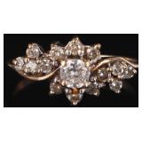 14K YELLOW GOLD NATURAL DIAMOND LADIES RING