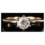 14K YELLOW GOLD NATURAL DIAMOND SOLITARE RING
