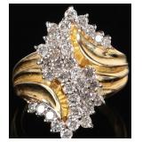 14K YELLOW GOLD DIAMOND 'S' LADIES RING