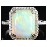 EFFY 14K WHITE GOLD OPAL DIAMOND LADIES RING