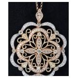 129 DIAMONDS 14K WHITE YELLOW ROSE GOLD NECKLACE