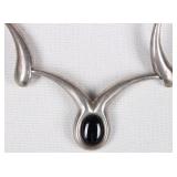 SEGMENTED STERLING SILVER LADIES NECKLACE W/ ONYX
