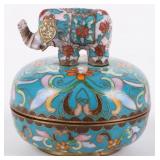 VINTAGE ELEPHANT CLOISONNE MUSICAL TRINKET BOX