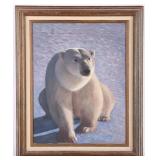 POLLARD SIGNED POLAR BEAR OIL PAINTING ON CANVAS
