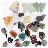 SEMI PRECIOUS STONES & FIGURINE LOT