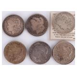 90% SILVER ASSORTED MORGAN DOLLARS - (6)