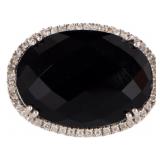 13.2CT TOURMALINE 14K WHITE GOLD LADIES RING W DIA