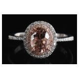 EFFY 14K WHITE GOLD MORGANITE DIAMOND LADIES RING