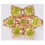 10K YELLOW GOLD PERIDOT CLUSTER LADIES RING