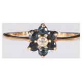 10K YELLOW GOLD LADIES RING W/ DIAMOND & TOPAZ