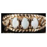 14K YELLOW GOLD LADIES RING W/ 3 PETIT OPALS