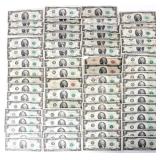 ASSORTED SERIES 1963-2013 $2 BANKNOTES - (63)