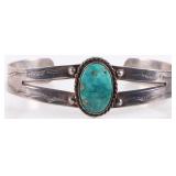 0.925 SILVER TURQUOISE NAVAJO LADIES CUFF BRACELET