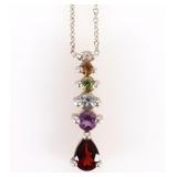 RAINBOW GEMSTONE STERLING SILVER LADIES NECKLACE