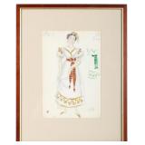 DOBUZHINSKY EUGENE ONEGIN COSTUME SKETCH YELLOW