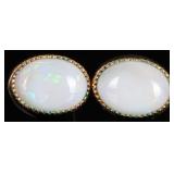 14K YELLOW GOLD LADIES STUD EARRINGS W/ OPAL