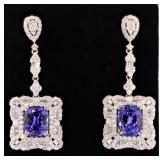 4.69CTW DIAMOND14K WHITE GOLD EARRINGS W/ TANZ
