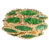 MSSNG18K YELLOW GOLD GREEN ENAMEL ORNATE LEAF RING
