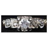 14K YELLOW/WHITE GOLD LADIES RING W/ DIAMONDS