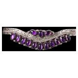 STERLING SILVER SOUTHWEST AMETHYST CUFF BRACELET