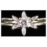 14K WHITE GOLD ENGAGEMENT RING SET W/ DIAMONDS