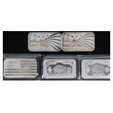 ASSORTED FINE SILVER 1 OZT BULLION BARS - (5)